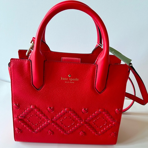 kate spade Handbags - Kate Spade Small Meriweather Flynn Street Satchel Crossbody Red NWT NEW